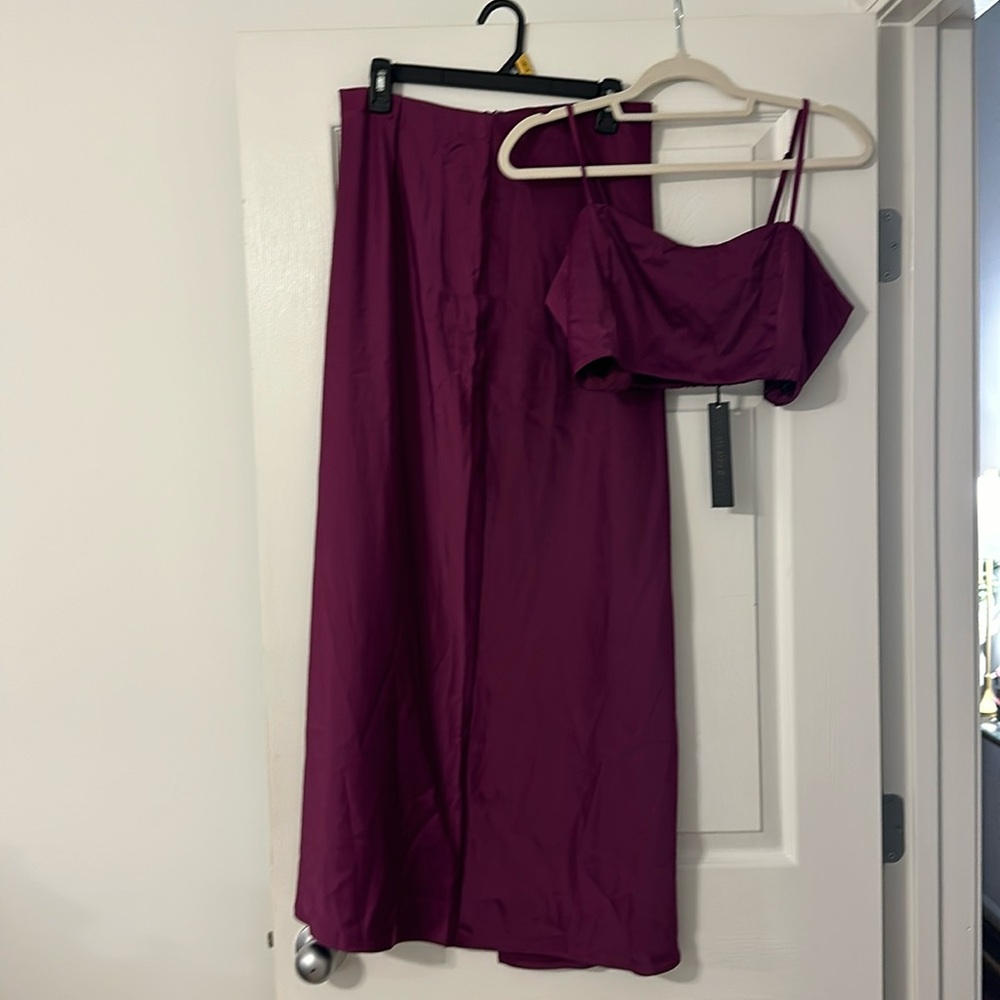 House of Harlow two piece set skirt and crop topped purple size L